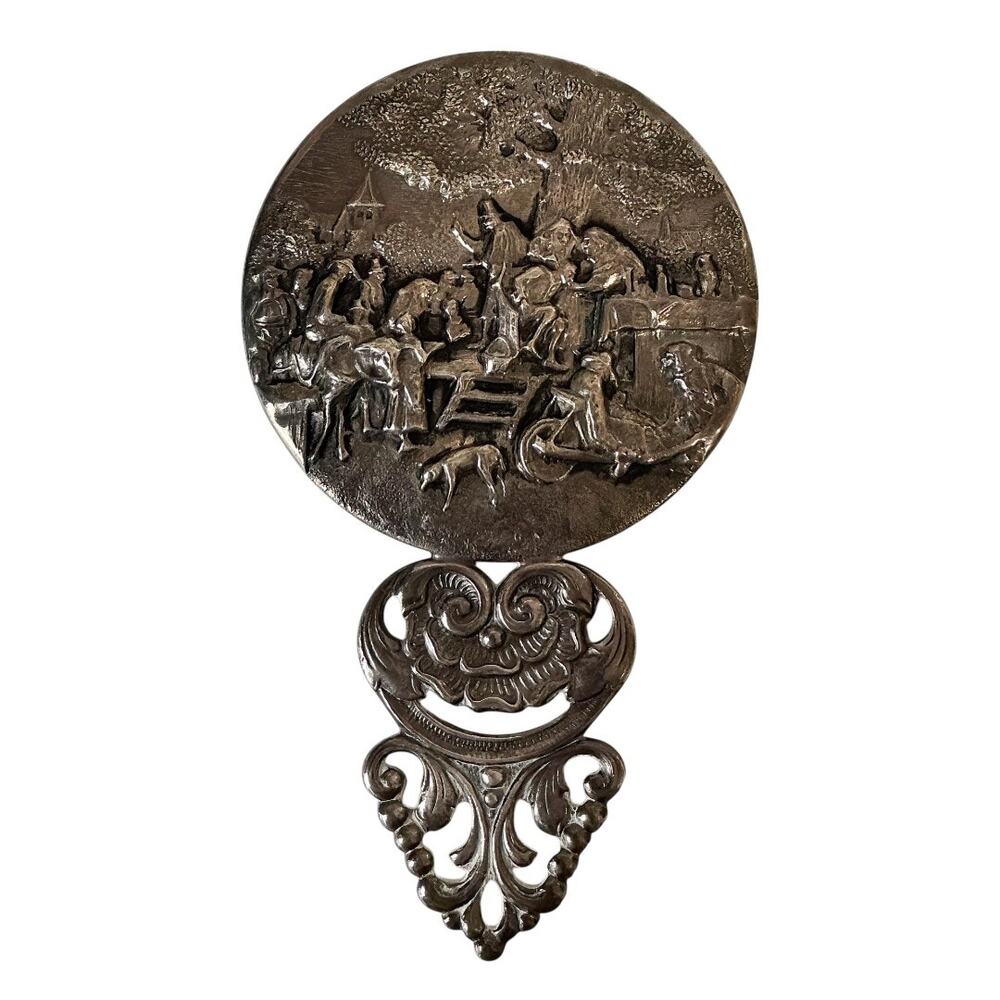 Vintage Hans Jensen Danish Silver Plate Repousse Mirror